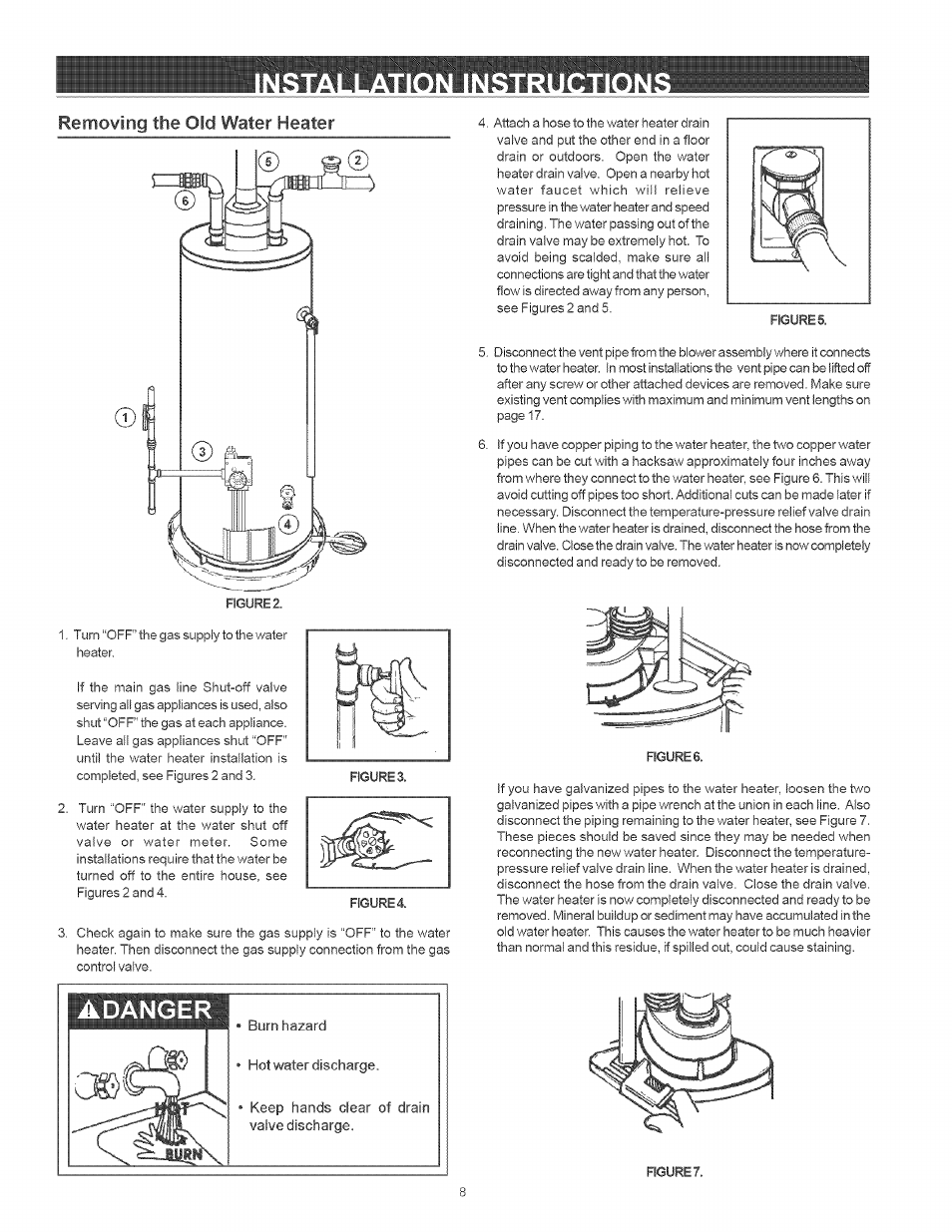 Removing the old water heater | Kenmore THE ECONOMIZER 153.33205 User Manual | Page 8 / 32