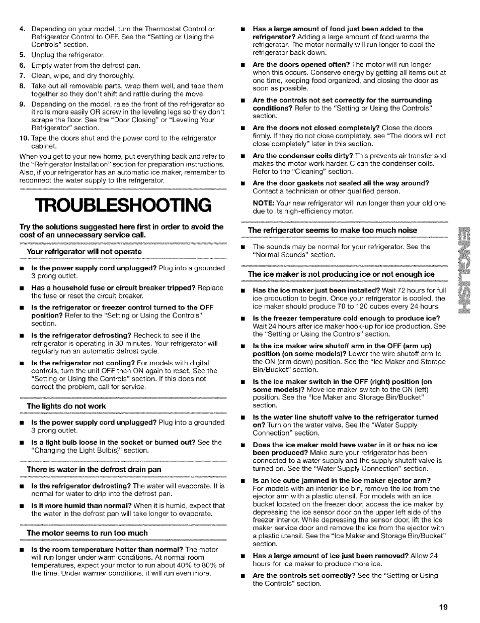 Troubleshooting | Kenmore 10653272301 User Manual | Page 19 / 25