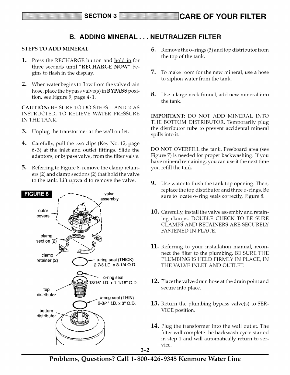 B. adding minerai neutralizer filter, Care of your filter, B. adding minerai_____ neutralizer filter | Kenmore 625.348235 User Manual | Page 14 / 28