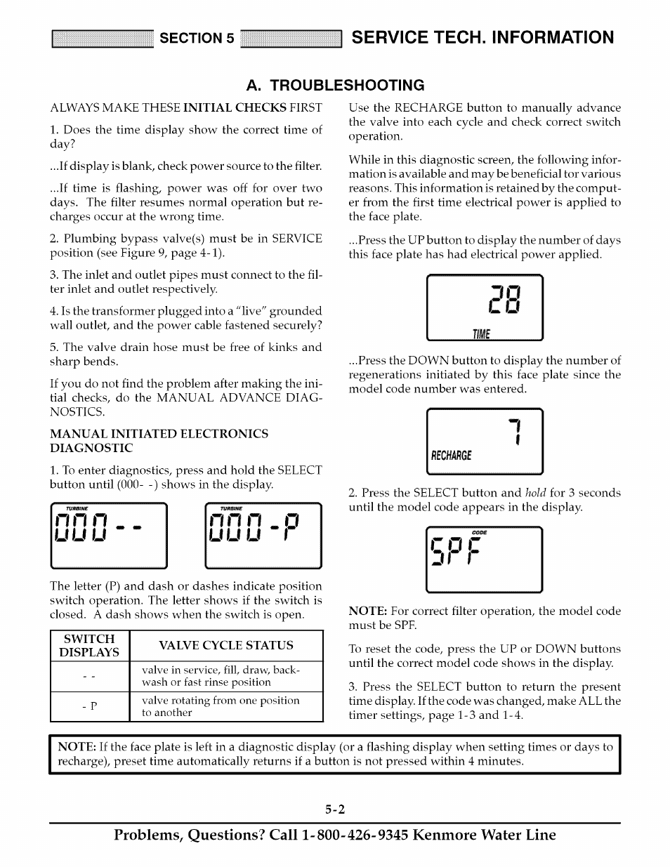 Service tech. information, A. troubleshooting | Kenmore 625.348235 User Manual | Page 19 / 28