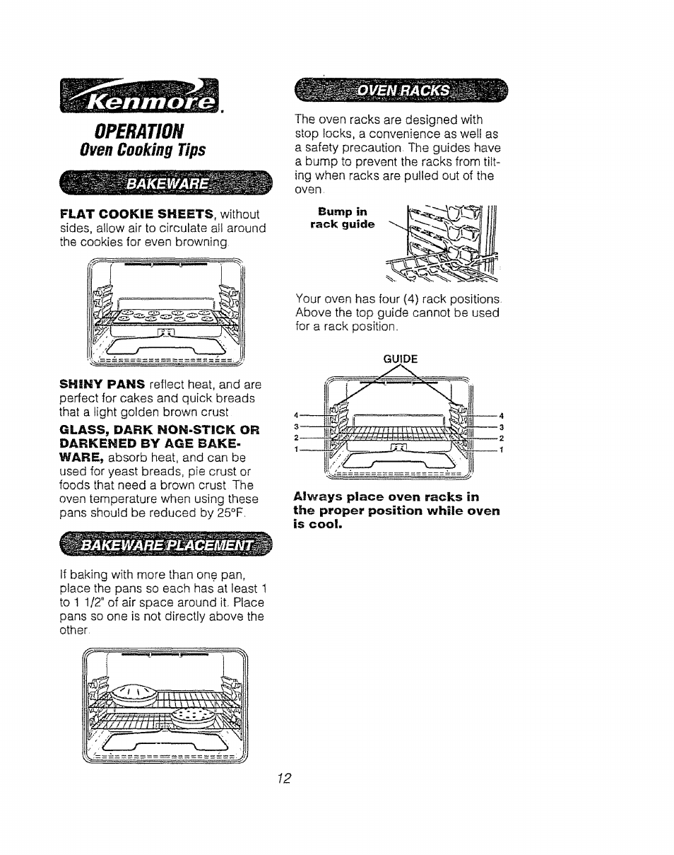 Kóhmórm, Opeñatíou, Oven cooking tips | Kenmore 911.92485 User Manual | Page 12 / 28