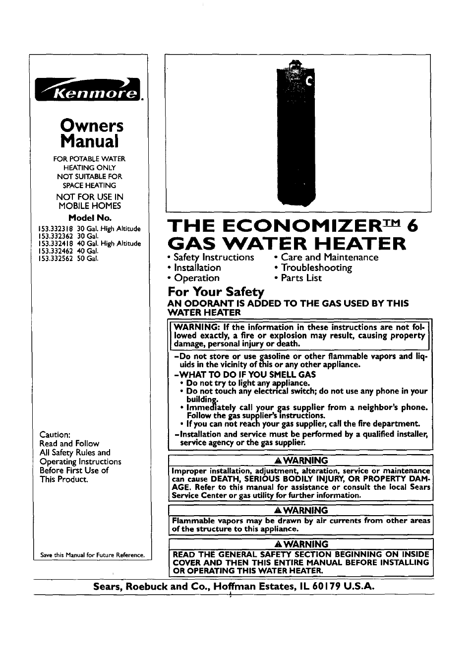 Kenmore ECONOMIZER 153.332418 User Manual | 28 pages