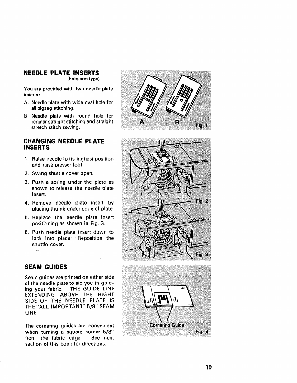 Needle plate inserts, Changing needle plate inserts, Seam guides | Seam guides ,20 | Kenmore 1430 User Manual | Page 20 / 50