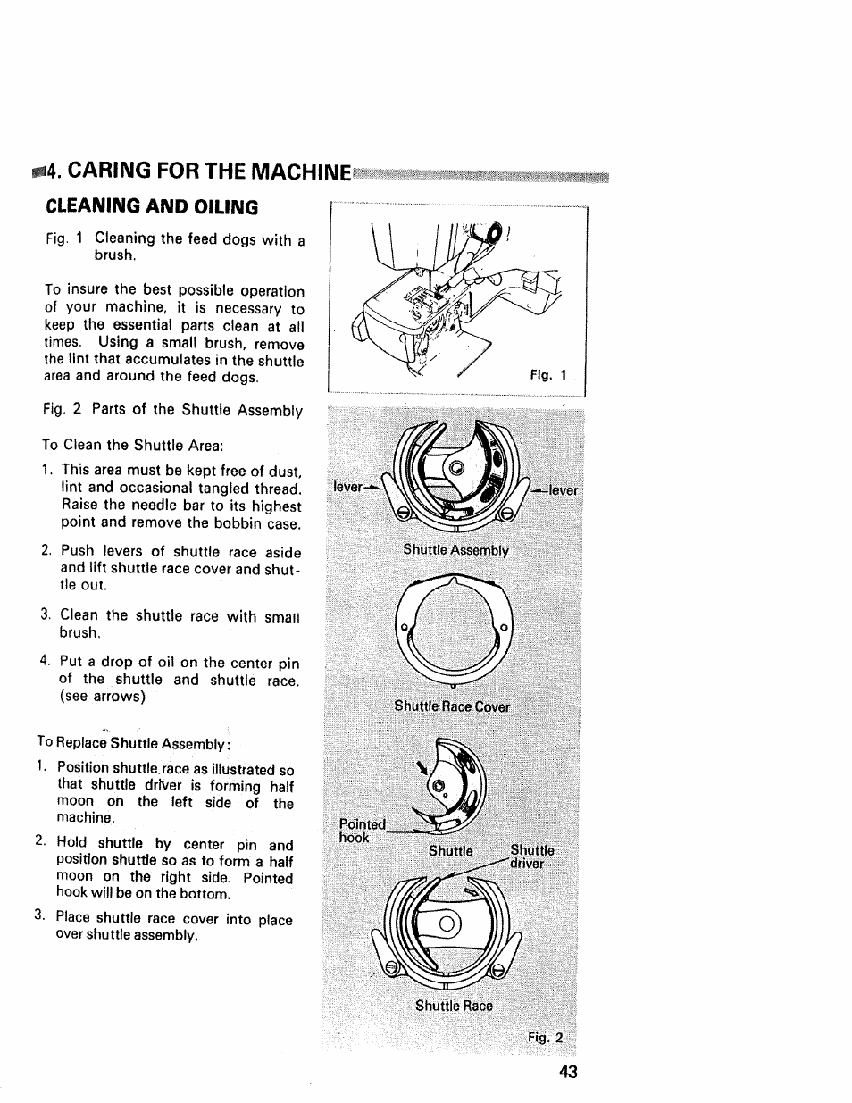 I4. caring for the machine | Kenmore 1430 User Manual | Page 44 / 50