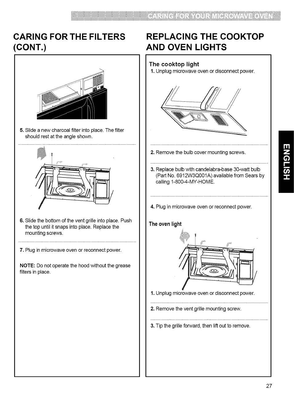 Kenmore MICROWAVE HOOD COMBINATION 721.80034 User Manual | Page 27 / 33