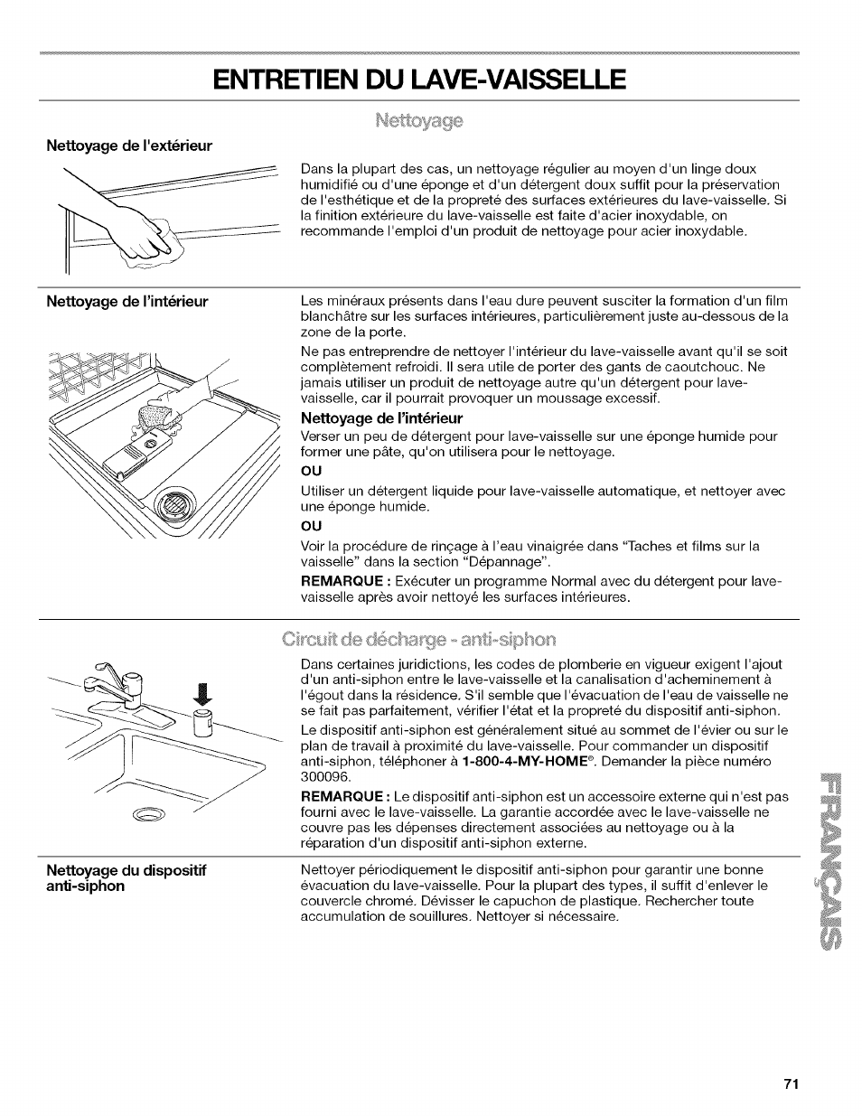 Entretien du lave-vaisselle, Nettoyage | Kenmore 13163 User Manual | Page 71 / 76