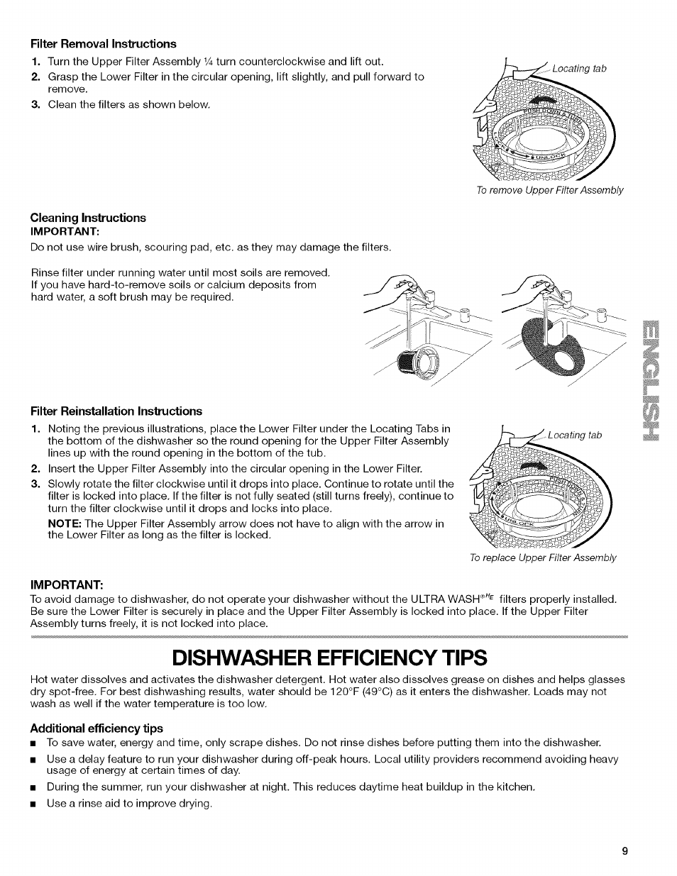 Dishwasher efficiency tips | Kenmore 13163 User Manual | Page 9 / 76