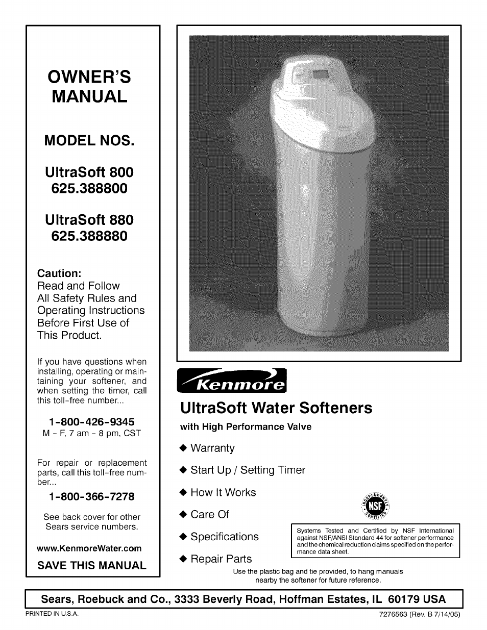 Kenmore ULTRASOFT 625.38888 User Manual | 36 pages