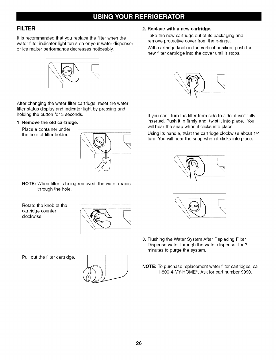 Filter, Using your refrigerator | Kenmore TRIO 795.7757 User Manual | Page 26 / 115