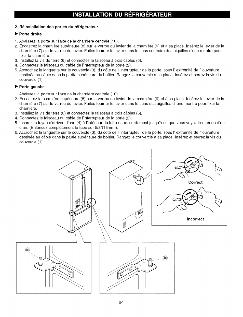 Installation du refrigerateur | Kenmore TRIO 795.7757 User Manual | Page 84 / 115