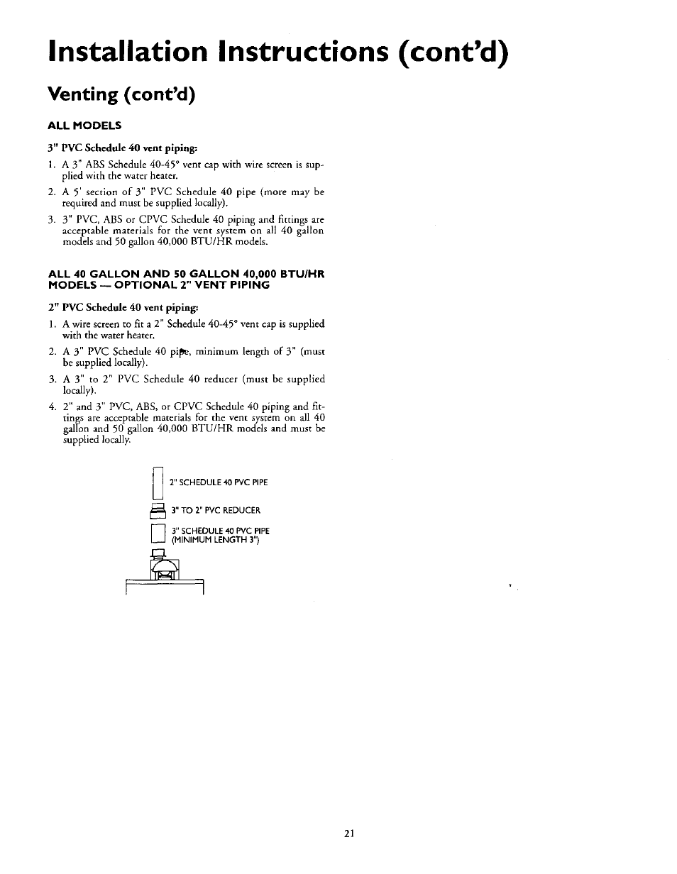 Venting (cont’d), Installation instructions (cont’d) | Kenmore 153.335963 User Manual | Page 21 / 44