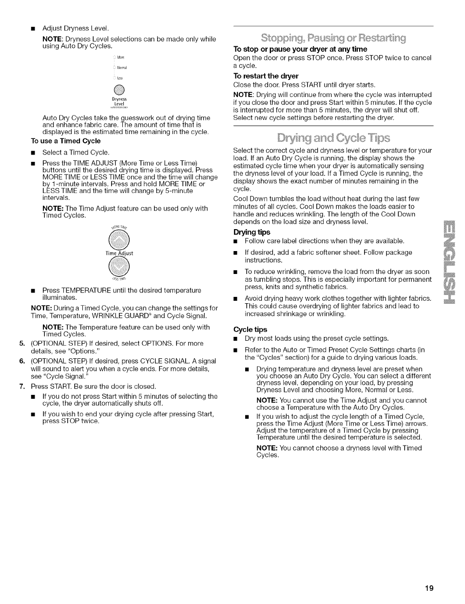 Flestartinci, Cycle tips | Kenmore ELITE OASIS 110.6707 User Manual | Page 19 / 56