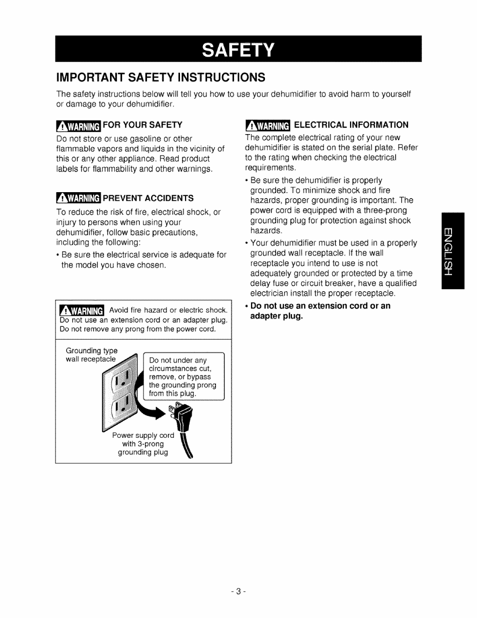 Important safety instructions, Safety, Awmm | Warning | Kenmore 580.5245 User Manual | Page 3 / 13