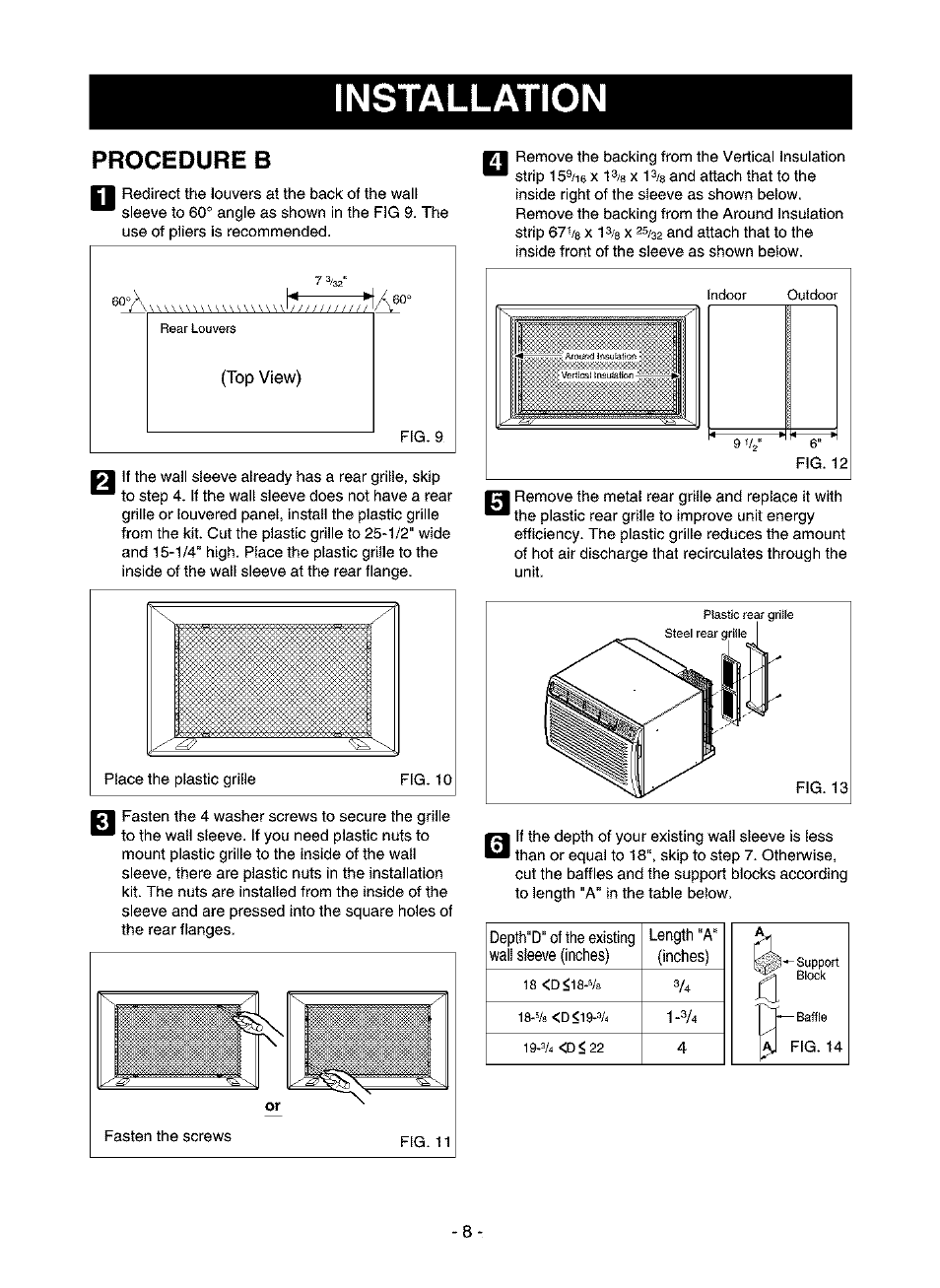 Installation, Procedure | Kenmore 580.75116 User Manual | Page 8 / 40