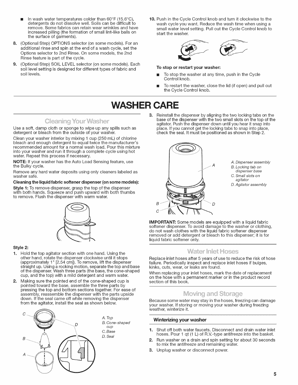 Winterizing your washer, Washer care | Kenmore W10026670B User Manual | Page 5 / 32