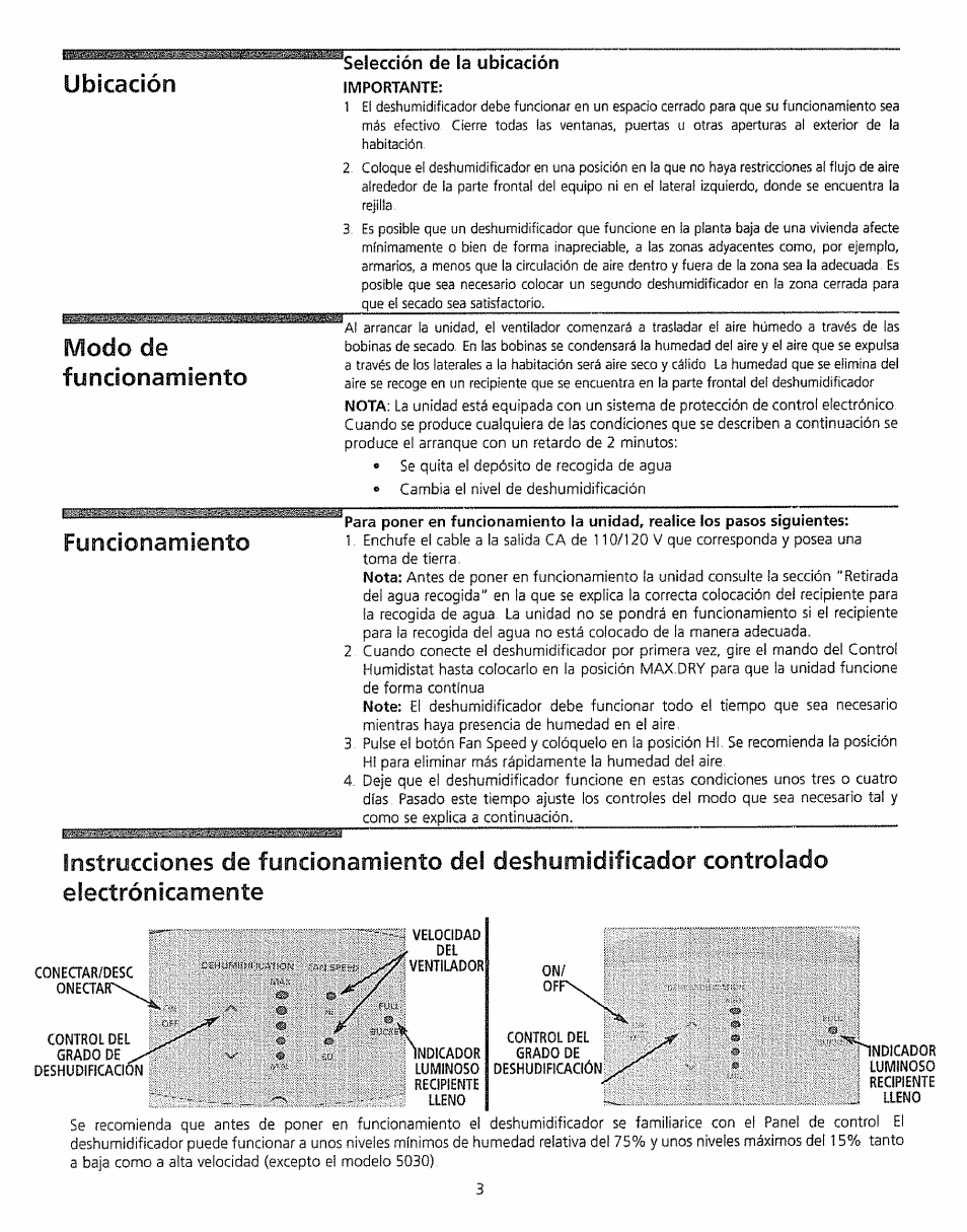 Selección de la ubicación, Iviodo de funcionamiento funcionamiento, Ubicación | Kenmore 5065 User Manual | Page 11 / 24