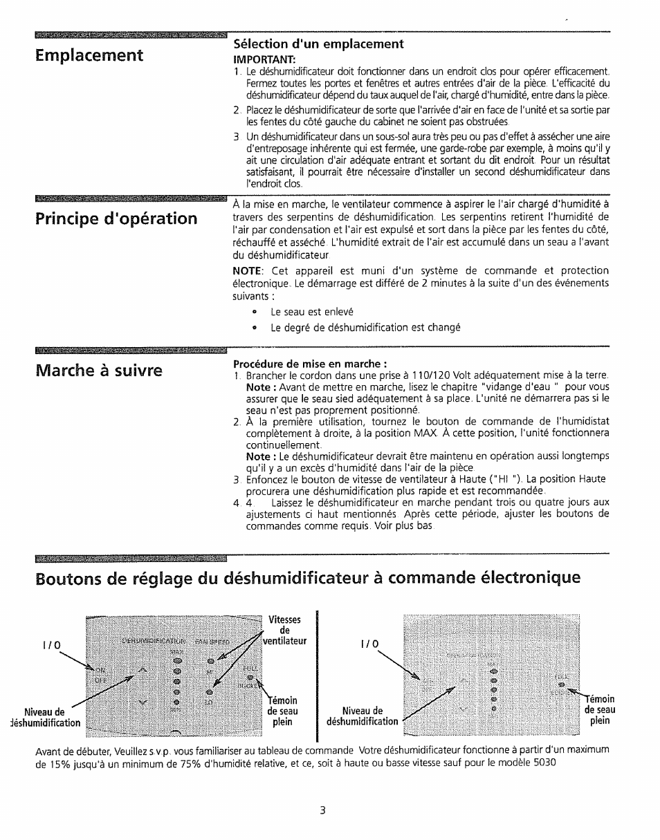 Sélection d'un emplacement, Emplacement principe d'opération marche à suivre | Kenmore 5065 User Manual | Page 18 / 24