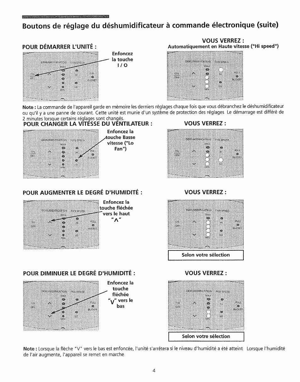 Pour démarrer l‘unfté, Vous verrez, Pour changer la vitesse du ventilateur | Pour augmenter le degre d’humidite, Pour diminuer le degré d’humidité, Iliis, Lliii, Iililli, Pour démarrer l‘unfté : vous verrez | Kenmore 5065 User Manual | Page 19 / 24