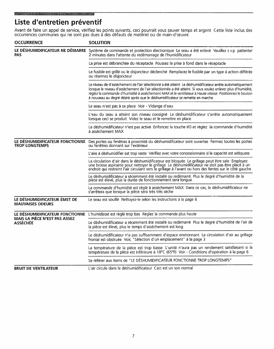 Mais la pièce n’est ras assez, Liste d'entretien préventif | Kenmore 5065 User Manual | Page 22 / 24