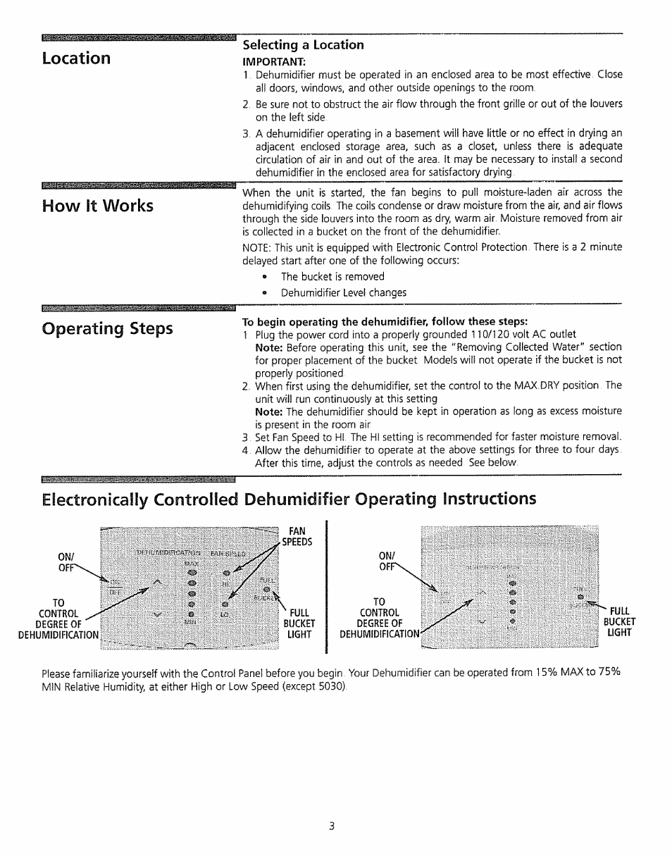 Selecting a location | Kenmore 5065 User Manual | Page 3 / 24