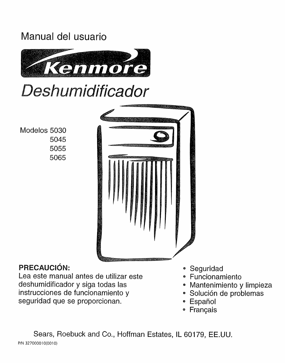 Kgêimarg, Deshumidificador, Manual del usuario kgêimarg | Kenmore 5065 User Manual | Page 9 / 24