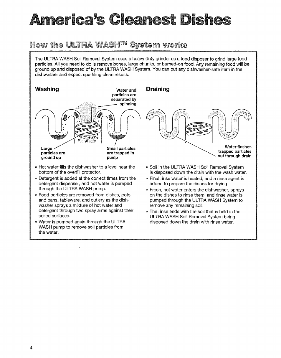 Jlmerica’s cleanest dishes, H©im tile ijltm sfstem ¥#®rlcs, Washing | Draining | Kenmore 15828 User Manual | Page 4 / 28