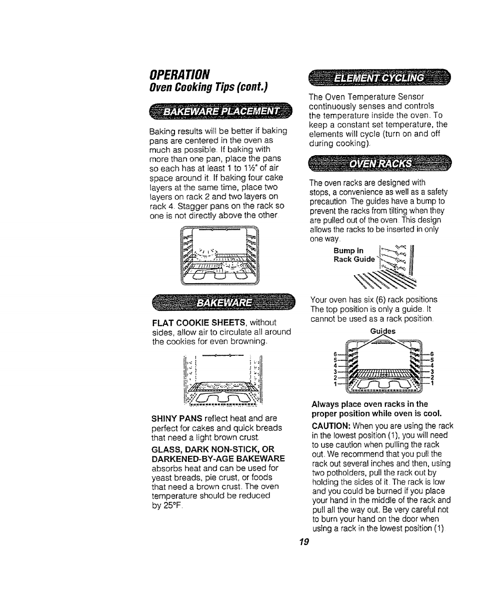 Bakeware, Operation | Kenmore 911.94752 User Manual | Page 19 / 76