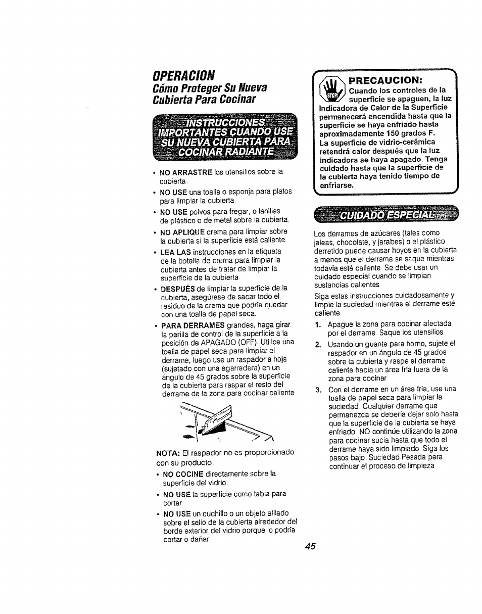 Operadon, Cómo proteger su nueva cubierta para coomar | Kenmore 911.94752 User Manual | Page 45 / 76