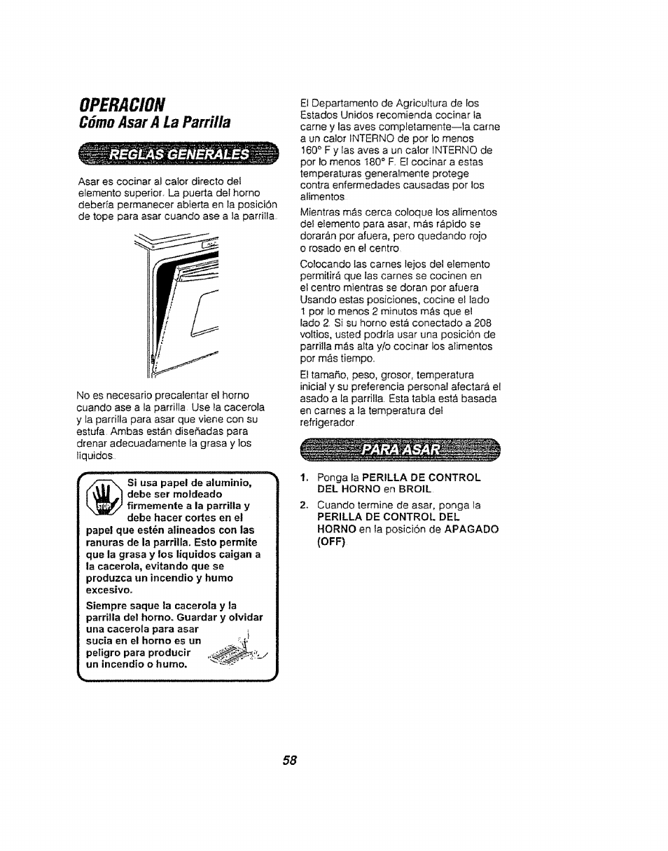 Operaciún, Conio assi a l, Рзтиз | Kenmore 911.94752 User Manual | Page 58 / 76