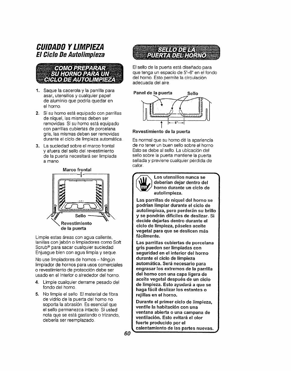 Cuidado y limpieza, Ei ciclo de autoiimpieza | Kenmore 911.94752 User Manual | Page 60 / 76