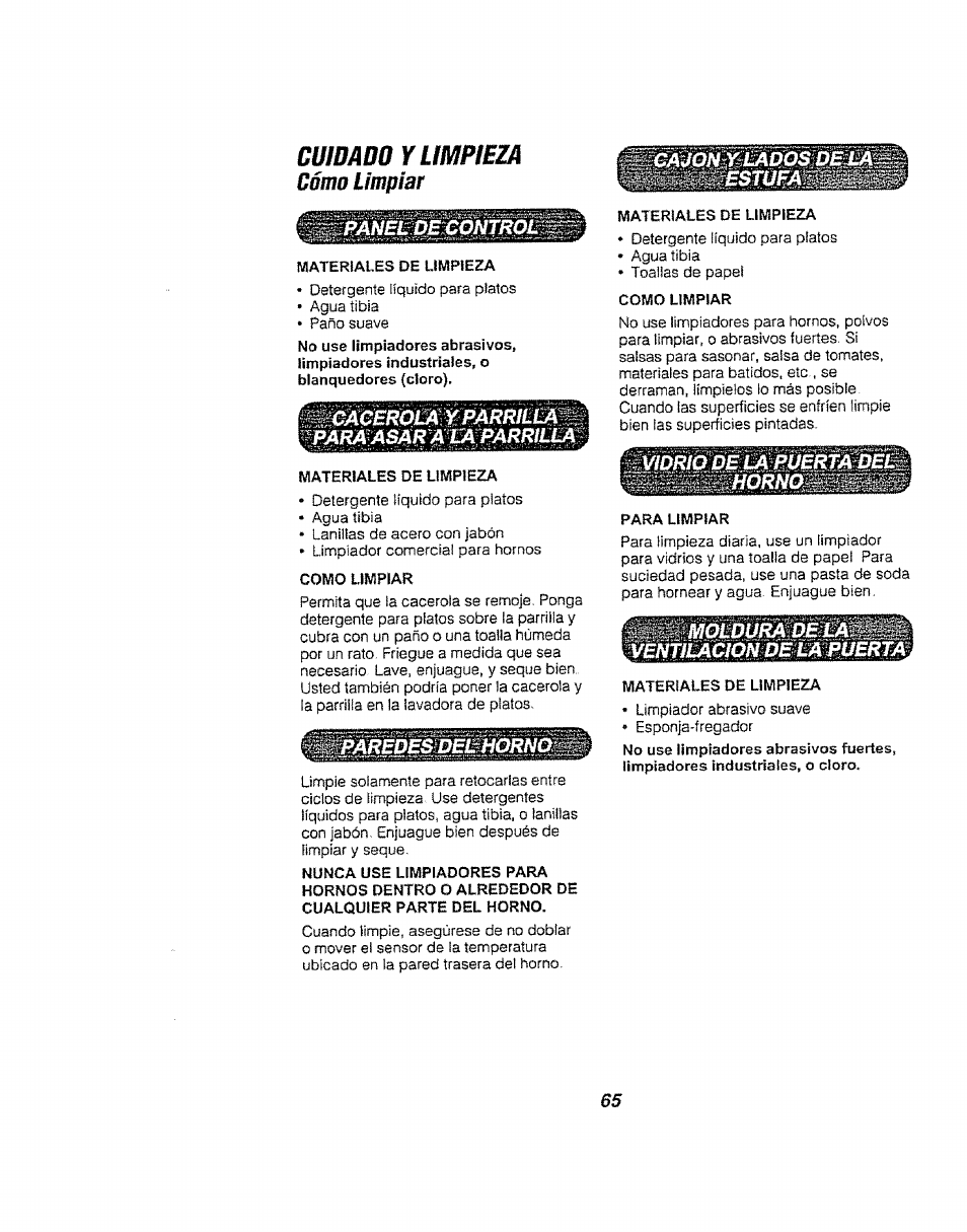 Cuidado y limpieza, Cófiìo litnpisf, Feiüi | Kenmore 911.94752 User Manual | Page 65 / 76