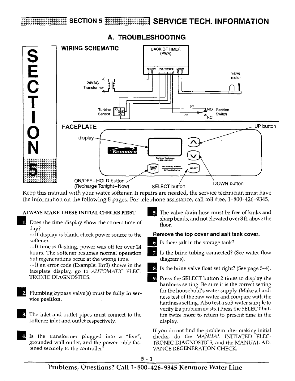 Service tech. information, A. troubleshooting, Remove the top cover and salt tank cover | Kenmore 625.38816 User Manual | Page 20 / 32