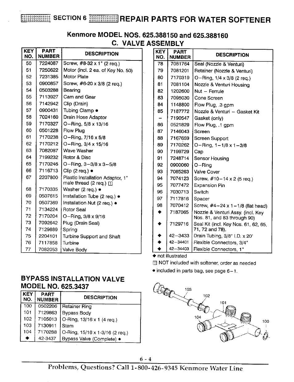 Repair parts for water softener | Kenmore 625.38816 User Manual | Page 31 / 32
