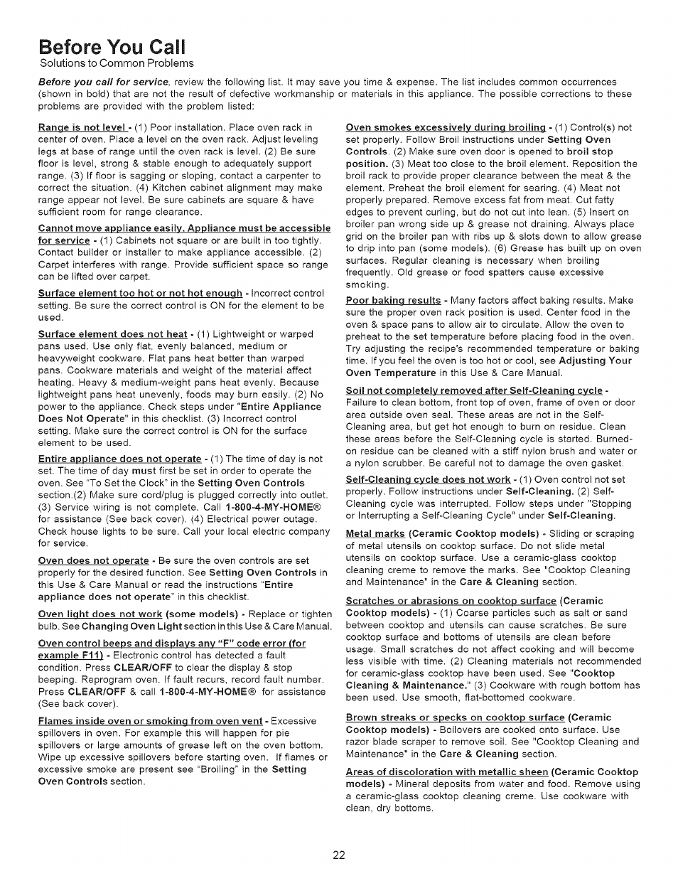 Before you call | Kenmore 790.9643 User Manual | Page 22 / 23