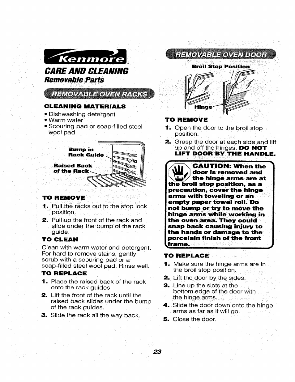 K^nmorg, Care and cleaning | Kenmore 911.46565 User Manual | Page 23 / 30