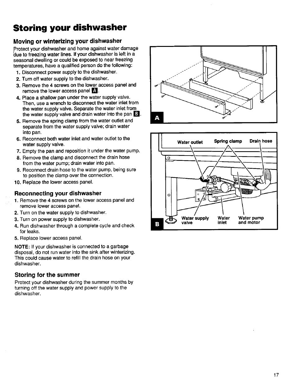 Storing your dishwasher | Kenmore ULTRA WASH 15838 User Manual | Page 18 / 26
