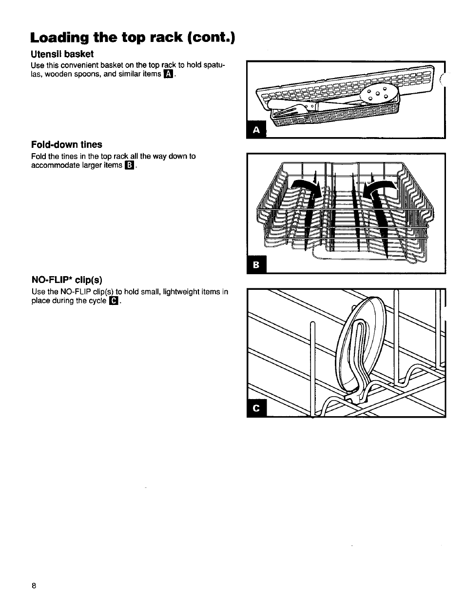 Loading the top rack (cont.) | Kenmore ULTRA WASH 15838 User Manual | Page 9 / 26