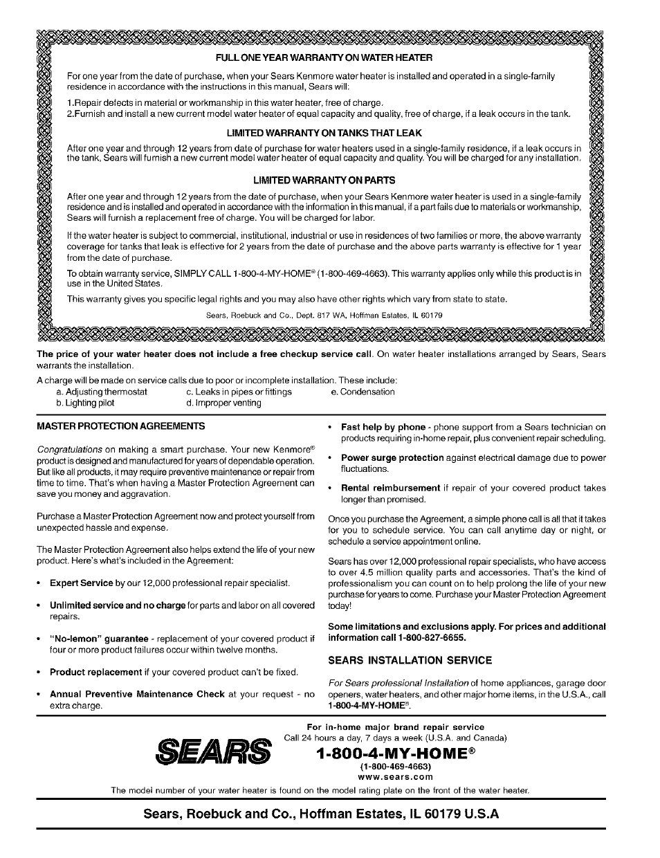 800-4-my-home | Kenmore Power Miser 12 153.331413 HA User Manual | Page 28 / 28