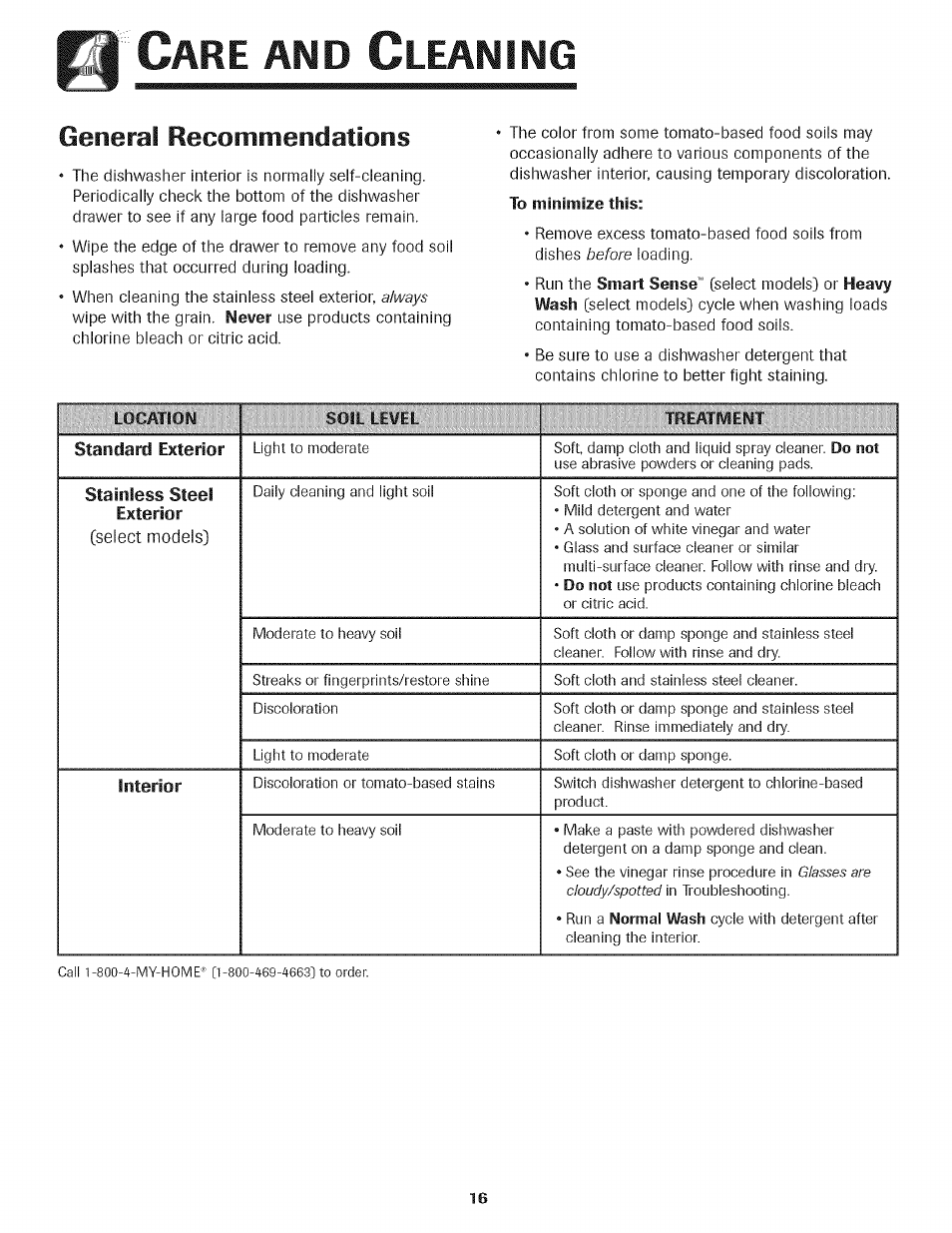I care and cleaning, General recommendations, Care and cleaning -18 | Leaning | Kenmore 465.1333 User Manual | Page 17 / 22