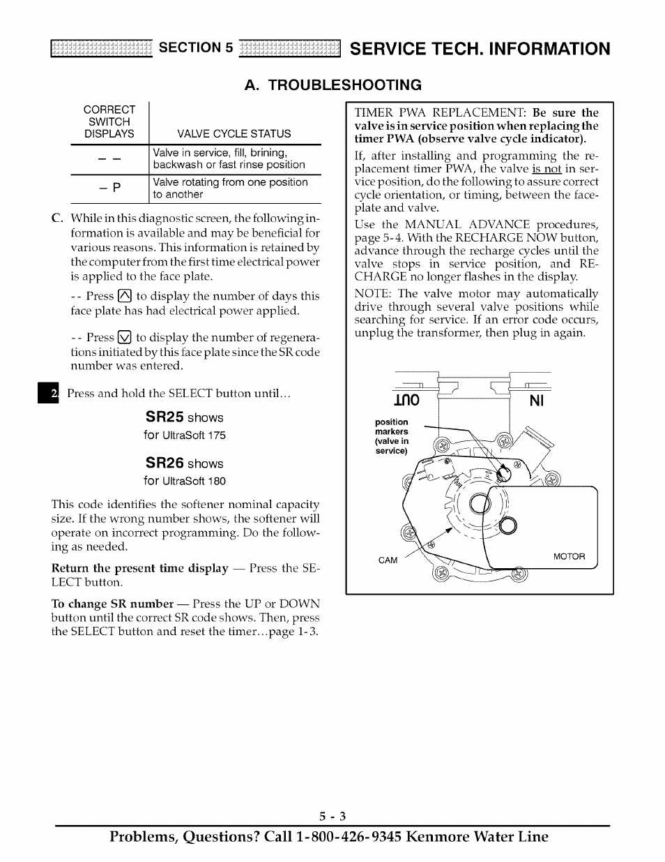 A. troubleshooting, Service tech. information, Sr25 | Sr26 | Kenmore ULTRASOFT 175  625.388170 User Manual | Page 22 / 32