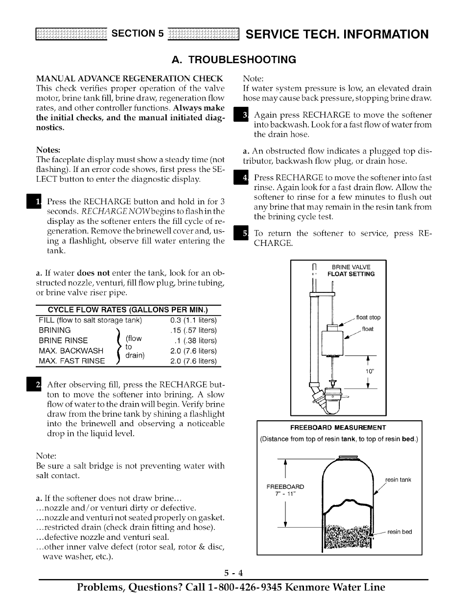 A. troubleshooting, Manual advance regeneration check, Notes | Service tech. information | Kenmore ULTRASOFT 175  625.388170 User Manual | Page 23 / 32