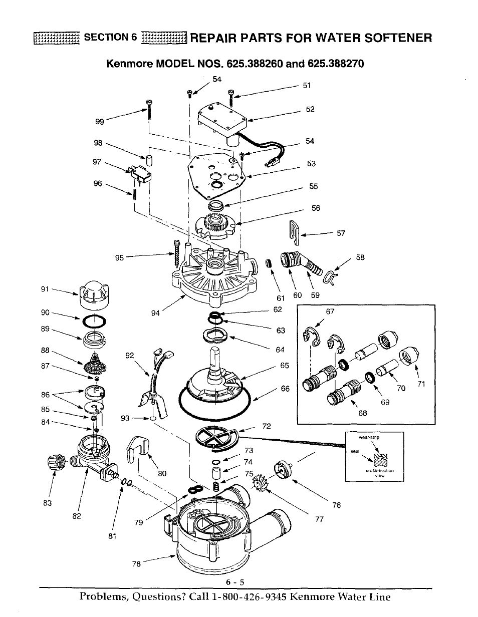 1 repair parts for water softener | Kenmore ULTRASOFT 250 625.38826 User Manual | Page 34 / 36