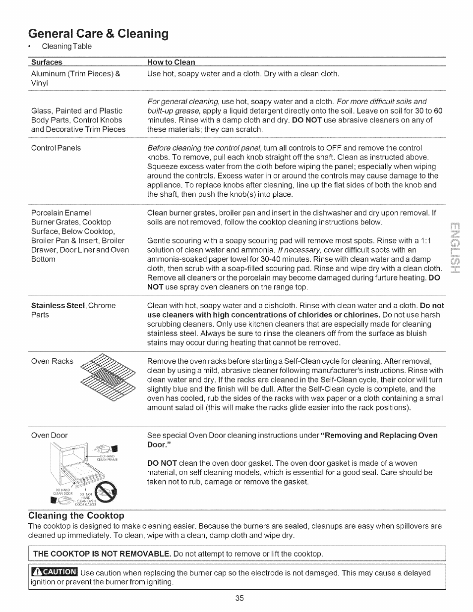 Generai care & cleaning | Kenmore 790.7889 User Manual | Page 35 / 42