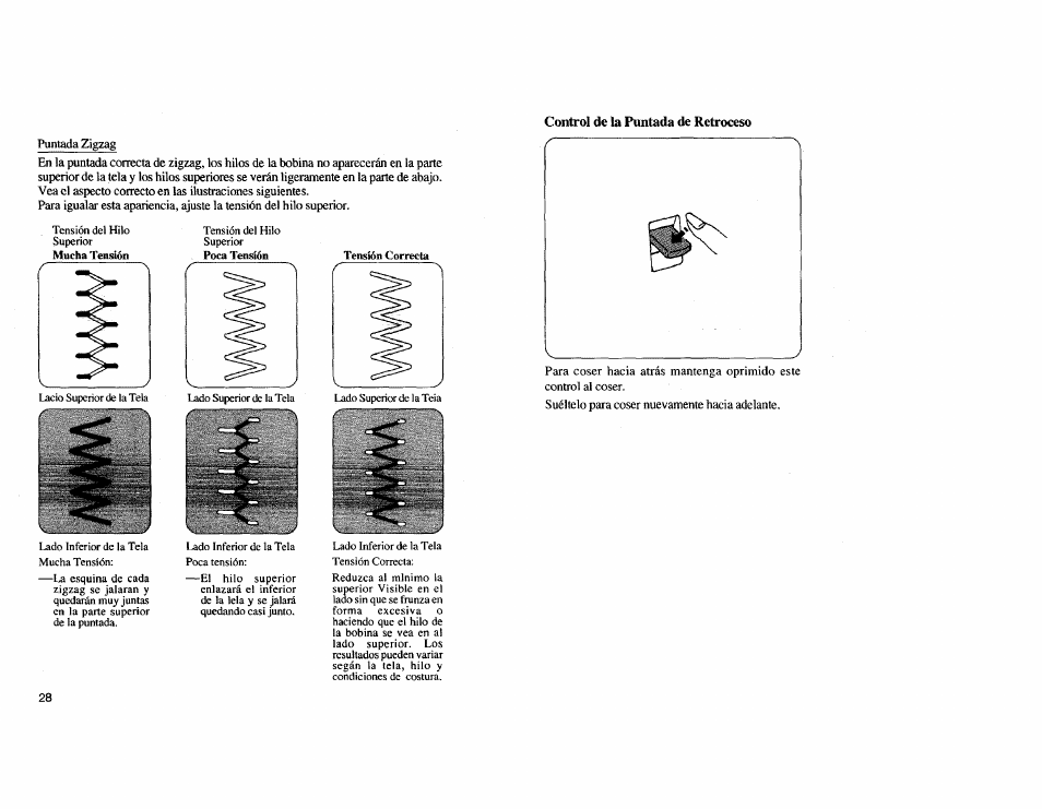 Control de la puntada de retroceso | Kenmore Sewing Machine User Manual | Page 36 / 92