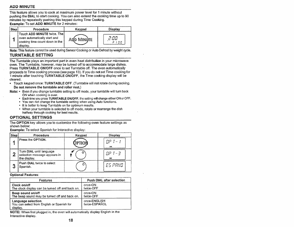 Add minute, Setting | Kenmore 565.60584 User Manual | Page 18 / 33