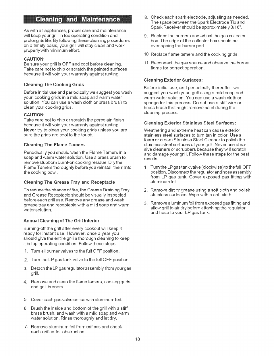 Cleaning and maintenance | Kenmore 141.1664 User Manual | Page 18 / 33