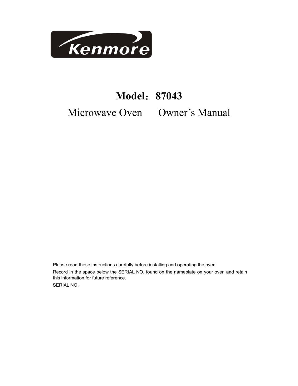 Kenmore 87043 User Manual | 13 pages