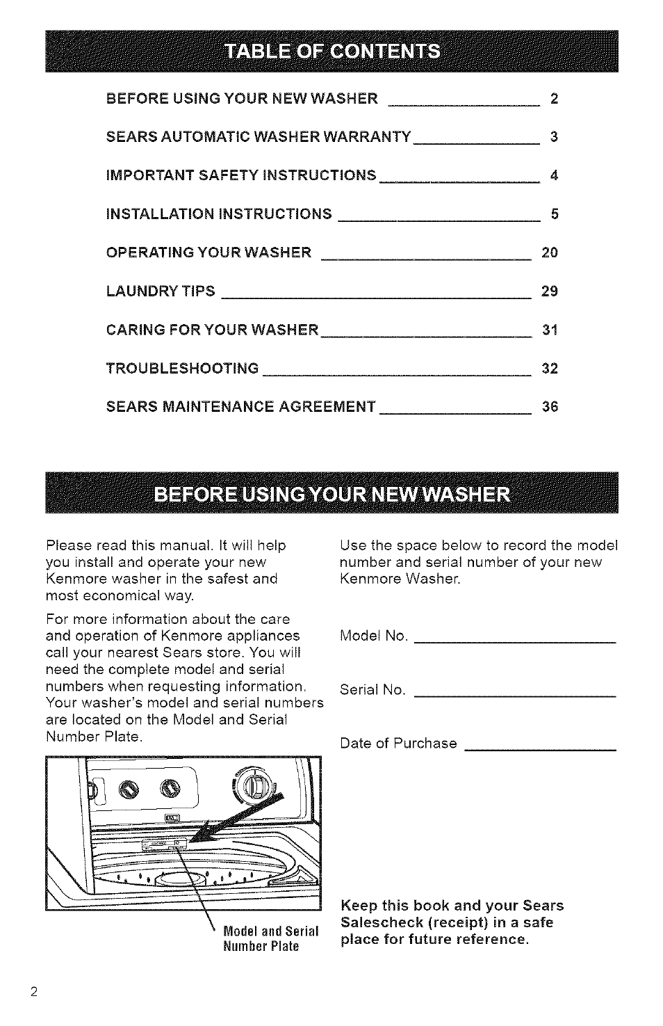 Kenmore 3950144 User Manual | Page 2 / 37