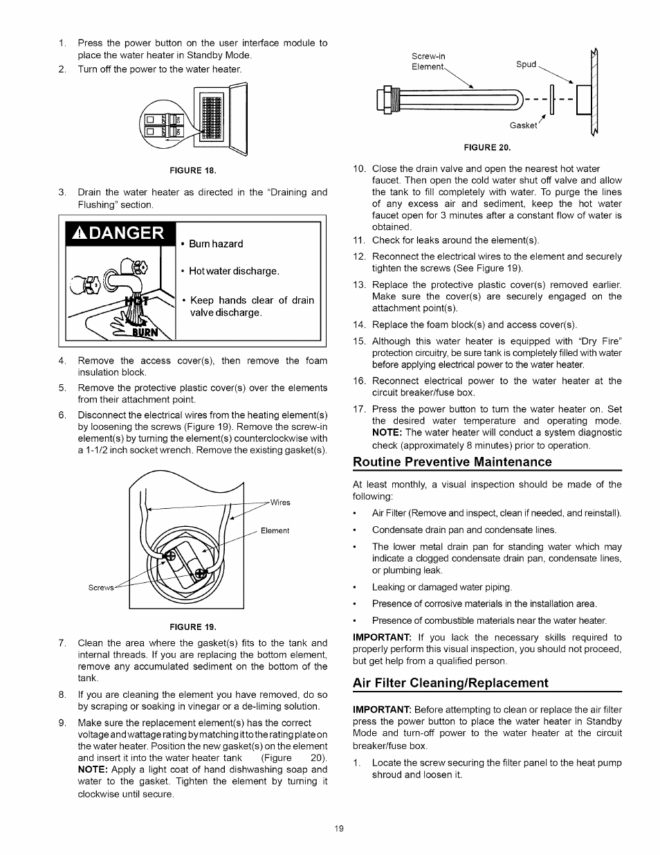 Routine preventive maintenance, Air filter cleaning/replacement | Kenmore 153.32116 User Manual | Page 19 / 28