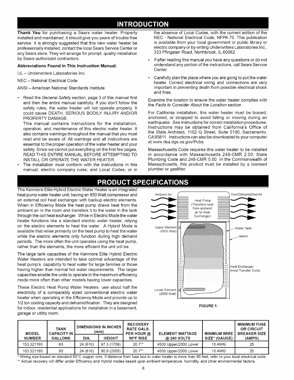 Introduction, Product specifications | Kenmore 153.32116 User Manual | Page 6 / 28